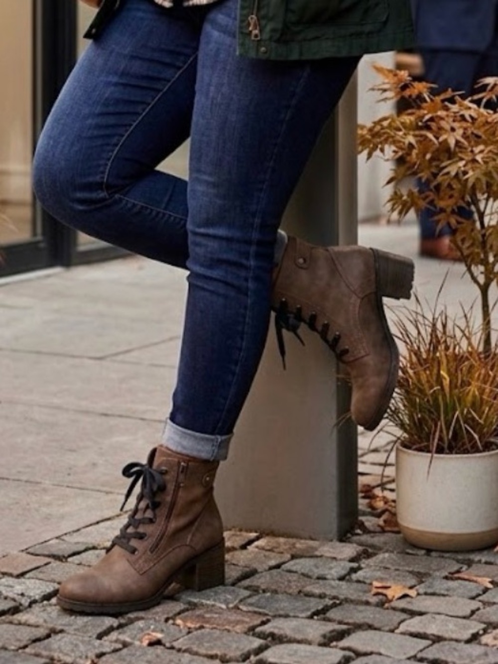 Call It Spring Brown Lace-Up Ankle Boots | Size 6.5 Side Zip Booties